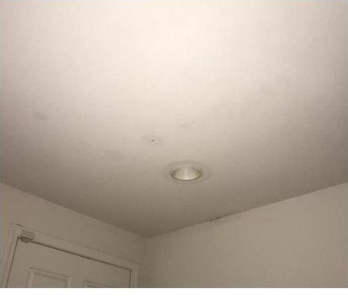 ceiling in bedroom has water damage. You can see the water spots in ceiling.